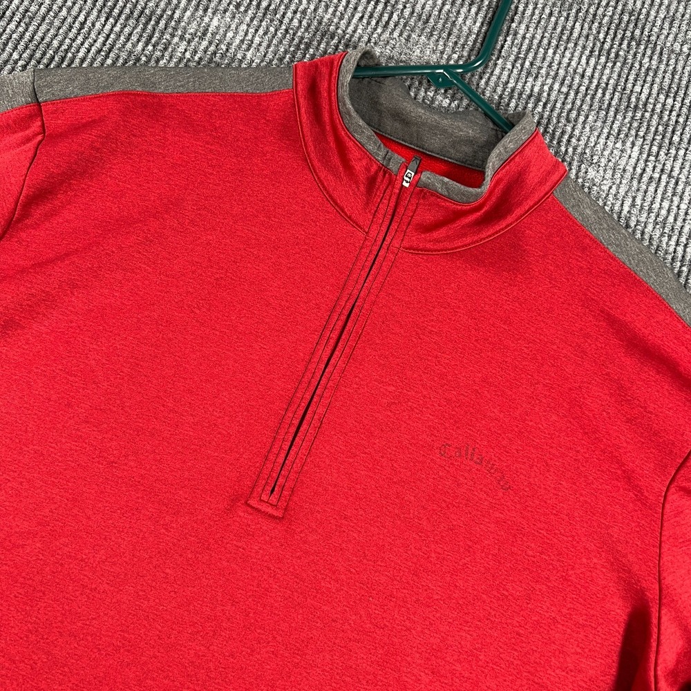 Callaway Golf Sweatshirt Mens XL Red Gray 1/4 Zip Pullover Performance Casual